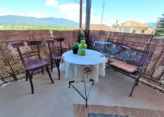 Archontiko - Stone With Fireplace And Mountain View