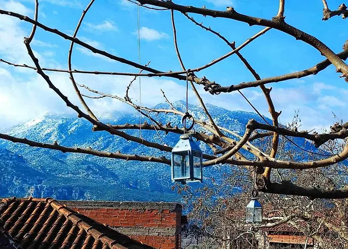 Βίλα Archontiko - Stone With Fireplace And Mountain View *