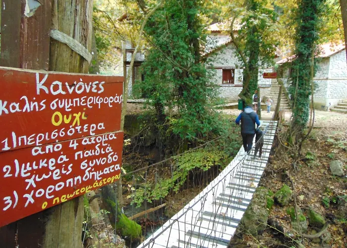 Archontiko - Stone With Fireplace And Mountain View *